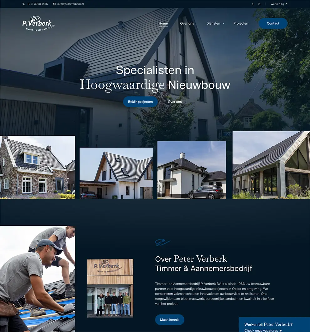 Website Peter Verberk, ontworpen door Kay Jilesen