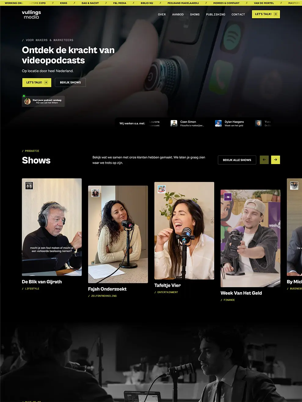 Website Vullings Media, ontworpen door Kay Jilesen